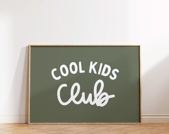 Cool Kids Club Downloadable Print, Modern Nursery Decor, Siblings Room, Minimalist Neutral, Playroom wall art, Kids Wall Art, Printable