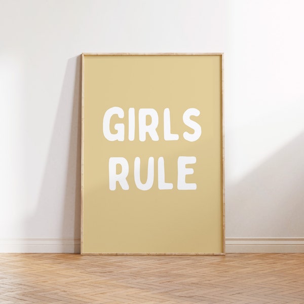 Girls Rule Wall Poster, Girls boho wall art, Bedroom, Nursery, Playroom, Neutral decor, Teenager Print, Girls Wall Art, Positive Prints