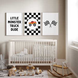 Kids Monster Truck Wall art Set of 3, Kids Monster Truck Poster, Kids Sport Room, Boys Room Decor, Truck Nursery Art, Digital Download