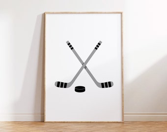 Hockey Sticks Print: Modern Sport Nursery Art (Digital Download)