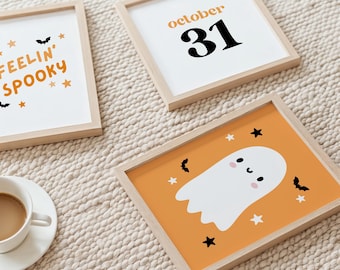 Cute Halloween print, Digital prints, Cute ghost wall art, Halloween Printables, Playroom wall decor, Kids Halloween Party decor,