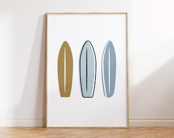 Surfboard Kids Room Print: Beachy Boho Wall Art (Digital Download)