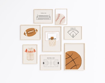 Sports Gallery Wall Art Set: Baseball, Basketball, Football (Digital Download)