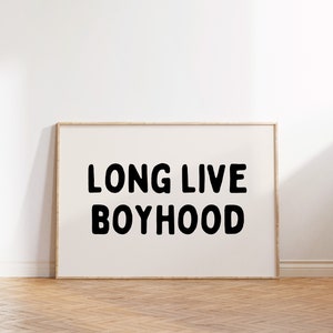Long Live Boyhood Downloadable Print, Boy Nursery Decor, Kids Room, Checkerboard Play Room Wall Decor, Quote Kids Wall Art, Printable TAN