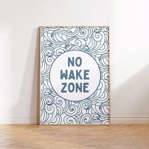 No Wake Zone, Surf Downloadable Print, Surf Nursery Decor, Beach Kids Room, Surfer Room, Beach Kids Wall Art, Boho Wall Art, Blue and white