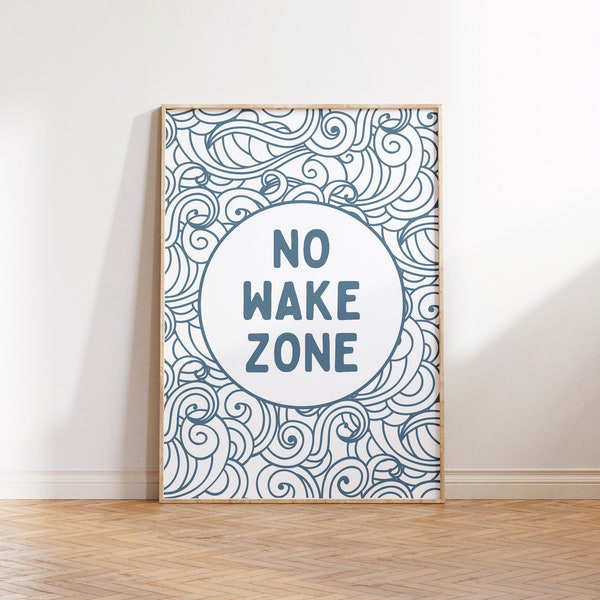 No Wake Zone, Surf Downloadable Print, Surf Nursery Decor, Beach Kids Room, Surfer Room, Beach Kids Wall Art, Boho Wall Art, Blue and white