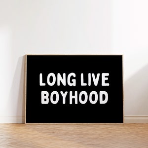 Long Live Boyhood Downloadable Print, Boy Nursery Decor, Kids Room, Checkerboard Play Room Wall Decor, Quote Kids Wall Art, Printable