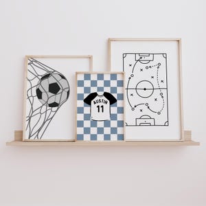 Jongenskamerdecoratie, voetbal muurkunst set van 3, sportmuurkunst, voetbal downloadbare prints, kinderkamerdecoratie jongens sport, voetbal speelkamer muurdecoratie