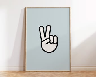 Peace Sign Print: Lt Blue Kids Wall Art (Digital Download)