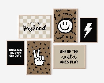 Boho Boy Nursery Prints: Playroom Wall Art Set (Digital Download)