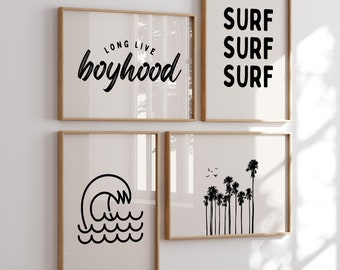 Surf Beach Gallery Wall Art Set: Boys Room Decor (Digital Download)