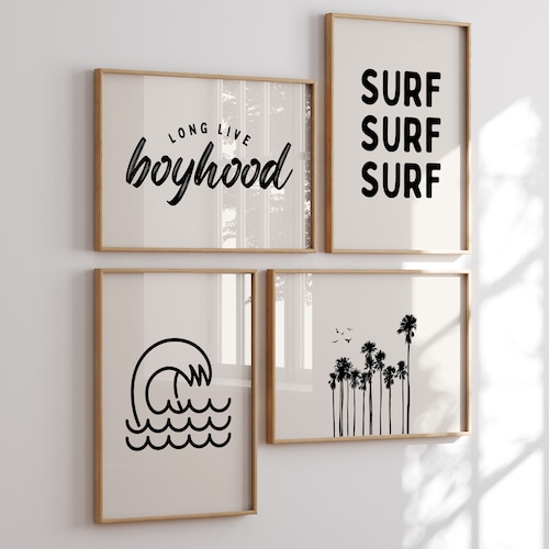 Ensemble d'art mural Surf Beach Gallery : décoration de chambre de garçon (téléchargement numérique)