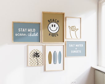 Retro Surf Beach Gallery Wall Art Set (Digital Download)