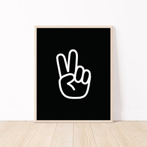 Hand Peace Sign Printable, Peace Fingers Wall Art, Kids WALL ART, Wall Art Prints, Digital ...