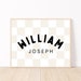 Personalized Name Sign Downloadable Print, Nursery Name Decor, Kids Room, Checkerboard Neutral ...