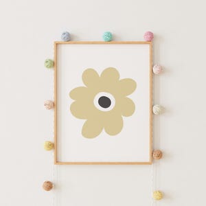 Boho Flower Print, Boho Girl Nursery Decor, Neutral Nursery, Hippie Baby Room, Digital Print, Retro Kids Room Decor, Modern Nursery
