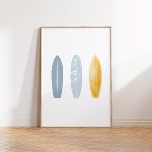 Surfboard Downloadable Print, Surf&#39;s UP, Surf Nursery Decor, Beach Kids Room, Surfer Room, Beachy Kids Wall Art, Boho Wall Art, Wall Art