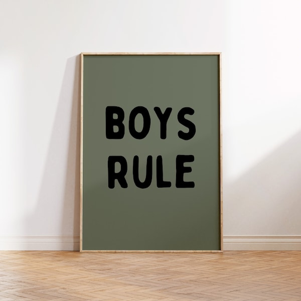 Boys Wall art Print, Boys Rule Downloadable Print, Boho Boy Nursery Decor, Playroom Wall art, Quote Kids Wall Art, Downloadable print forest