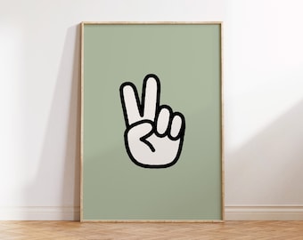 Peace Sign Art Print: Olive Green Kids Wall Decor (Digital Download)