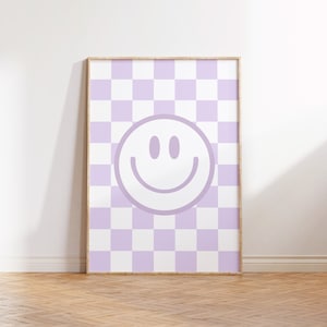 Checkerboard Smile Face Print, Smile face checkerboard, Girl Nursery Decor, Kids Room, Play Room Wall Decor, Kids Wall Art