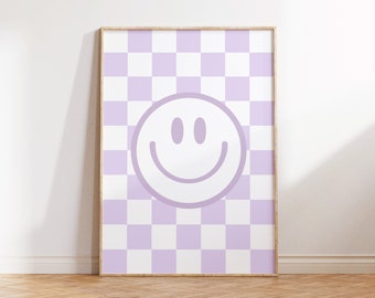 Checkerboard Smile Face Print: Kids Room Wall Art (Digital Download)