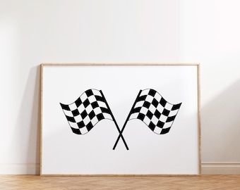 Checker Race Flags Print: Boy's Room Car Decor (Digital Download)