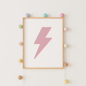 Pink Lightning Bolt Downloadable Print, Girl Nursery Decor, Kids Room, Pink Neutral Play Room Wall Decor, Quote Kids Wall Art, Printable