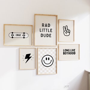 Personalisierte Skateboard Junge Kinderzimmer Drucke: Galerie Wand Kunst Set (digitaler Download)