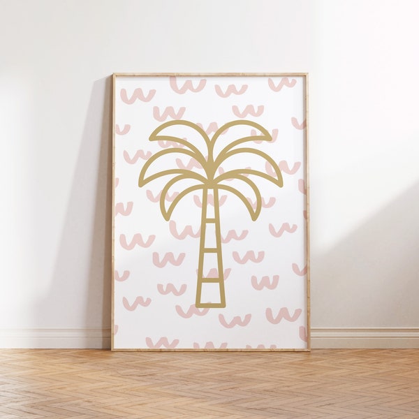 Palm Tree Print, Boho Beach Nursery Print, Boho Girl Nursery Decor, Surf Nursery Wall Art, Nursery Surf Decor, Girl Surf Decor, Beach Print