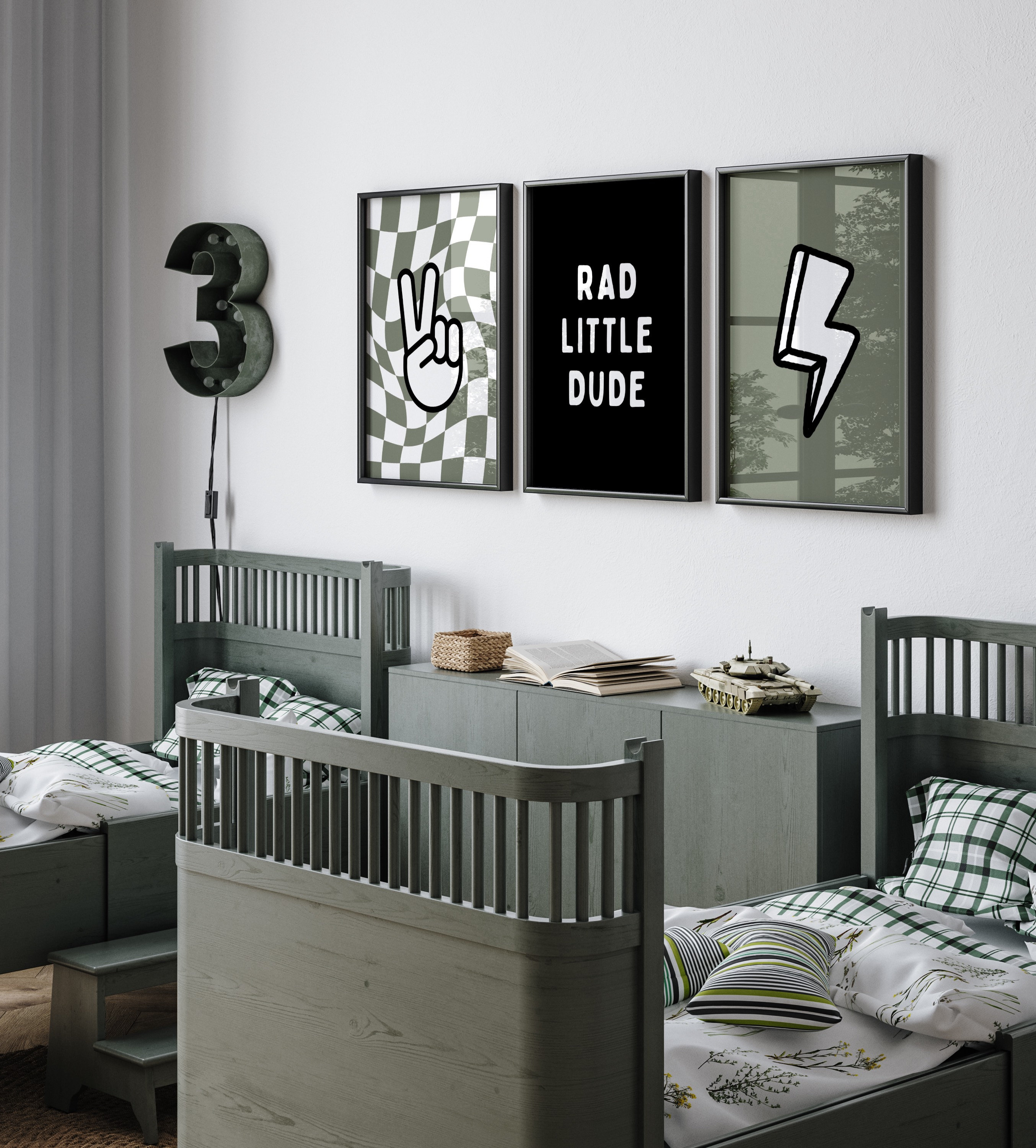 Rad Little Dude Gallery Wall Art Set: Retro Prints (digital 