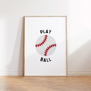 Baseball Play Ball Printable, Kids Room Baseball Wall Decor, Boy Nursery Decor, Kids Playroom Print, Sport theme room, Baseball Wall Art