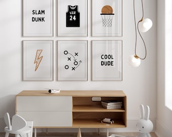 Personalized Basketball Nursery Art: Modern Gallery Wall Prints (Digital Download)