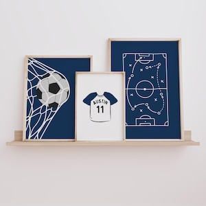 Jongenskamerdecoratie, voetbal muurkunst set van 3, sportmuurkunst, voetbal downloadbare prints, kinderkamerdecoratie jongens sport, voetbal speelkamer muurdecoratie
