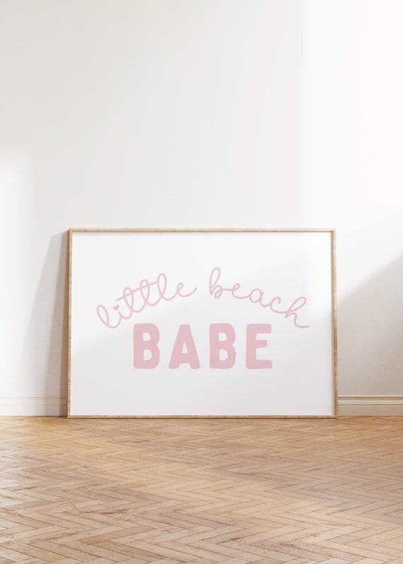 Girls Surf Print: Little Beach Babe Pink Art (Digital Download)
