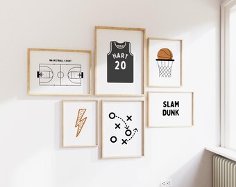 Personalized Name Basketball Gallery Wall Art Set: Sport Nursery Decor (Digital Download)