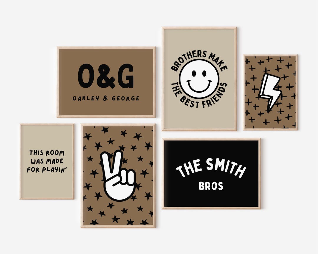 Brothers Custom Name Print: Boho Nursery Wall Art (digital Print