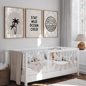 Stay Wild Ocean Child, Surfer Room, Gallery Wall Set de 3 impresiones descargables, Decoración de la habitación para niños, Decoración de la sala de juegos, Decoración de la pared de la cita, Imprimible