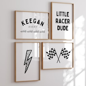 Personalized Name Race Car, Little Dude Boy Gallery Wall Set, Boys ...
