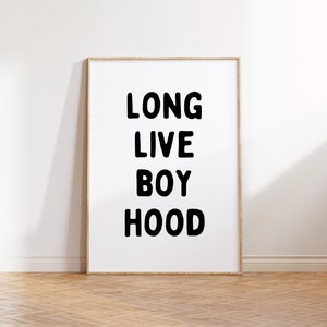 Long Live Boyhood Downloadable Print, Boy Nursery Decor, Kids Room, Checkerboard Play Room Wall Decor, Quote Kids Wall Art, Printable B&W