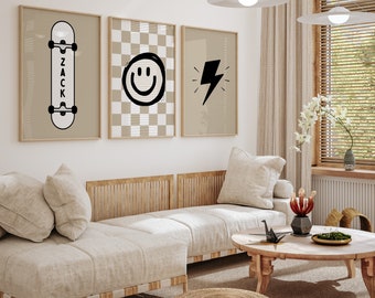 Personalized Skateboard Gallery Wall Art Set of 3 (Digital Download)