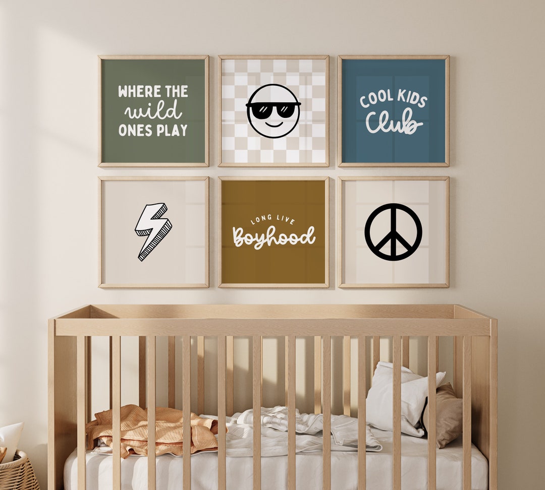 Boho Boy Nursery Prints: Smile Gallery Wall Art Set (digital Download ...