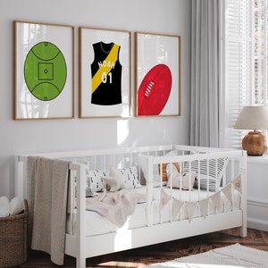 Prénom personnalisé Football AFL pour chambre d'enfant : décoration murale sport (impressions numériques)
