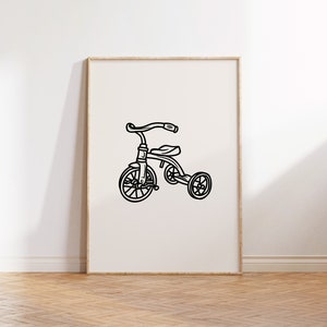 Tricycle Downloadable Print, Boy Nursery Decor, Kids Room, Kids Play Room Wall Decor, Quote Kids Wall Art, Printable TAN