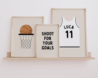 Personalized Basketball Prints: Modern Kids Room Decor (Digital Download)
