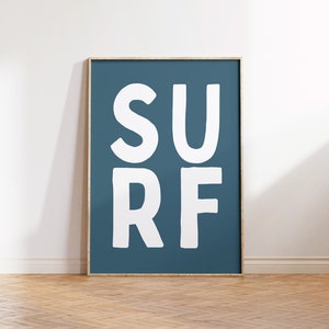 Surf Downloadable Print, Surf Nursery Decor, Beach Kids Room, Boys Surfer Room, Beachy Kids Wall Art, Boho Nursery Wall Art, Wall Art Blue
