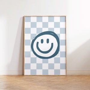 Retro Smile Face Print, Kids Wall Art, Modern Playroom Art, Boho Toddler Gift, Colorful Nursery Decor, Printable Poster, Baby Shower Gift