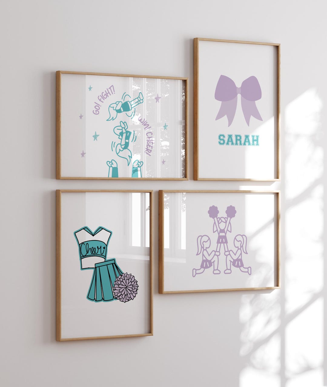 Personalized Girl Sports Wall Art Set: Cheer, Gymnastics (digital ...