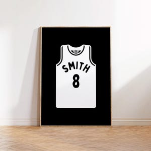 Personalized Name Basketball Jersey Downloadable Print, Name Decor, Kids Room, Neutral Sport Wall Decor, Kids Wall Art, Printable