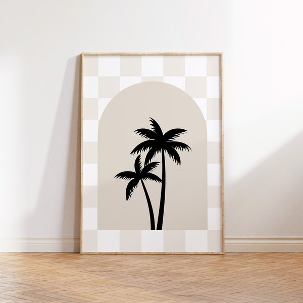 Palm Tree Downloadable Print, Surf Nursery Decor, Beach Kids Room, Surfer Room, Beachy Kids Wall Art, Boho Wall Art, Retro Wall Art TAN