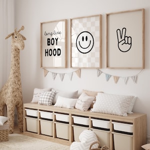 Long Live Boyhood, Checkered Smile Poster, Baby Boys Kids Room Decor, Toddler Poster, Green Boy Nursery Decor, Kids Room, Quote wall art